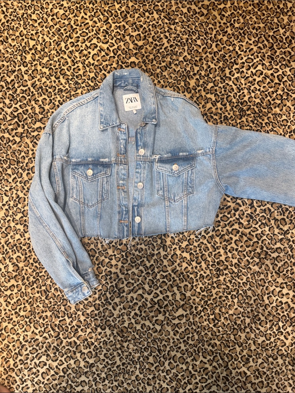 Zara Light Wash Cropped Denim Jacket